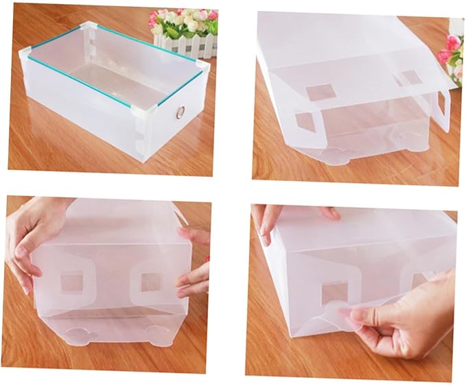 COHEALI 6PCS Transparent Shoe Boxes Plastic Storage Containers with Flip Lid Stackable Organizer for Home and Shop Shoe Storage