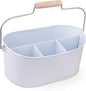 Alpha Living Home Farmhouse 4 Section Galvanized Utensil Caddy - Versatile Organizer for Kitchen, Party & Outdoor Events Rustic Silverware Holder, Cutlery Organizer, Picnic (White)
