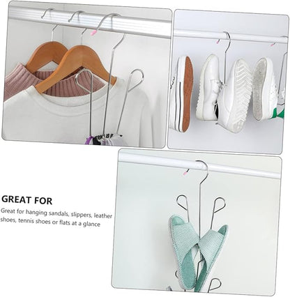 2pcs Stainless Steel Shoe Drying Rack Non-Slip Hanging Shoe Organizer for Balcony and Closet Heavy Duty Windproof Design