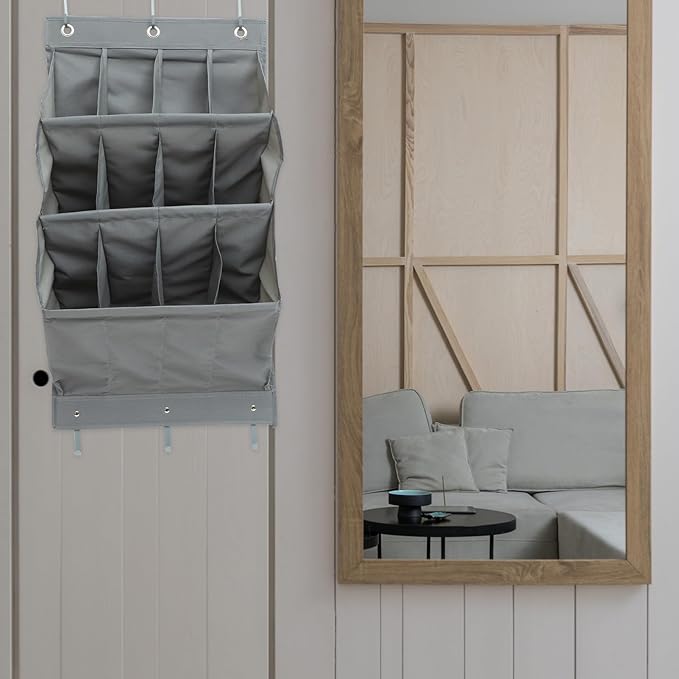 Garneck Multi-layer Wall Hanging Storage Bag over Door Organizer for Shoes Clothes and Essentials No-drill Installation Design Gray