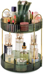 360° Rotating Makeup Organizer for Vanity, Large Capacity Bathroom Countertop Skincare, Spinning Perfume Cosmetics Organizer for Dresser Countertop, 2 Tier Green