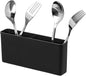 SANNO Plastic Black Utensil Silverware Storage Holder Caddy,Fit Kitchen Sink Drying Rack, Microfiber Dish Mat, Dish Drying Mat