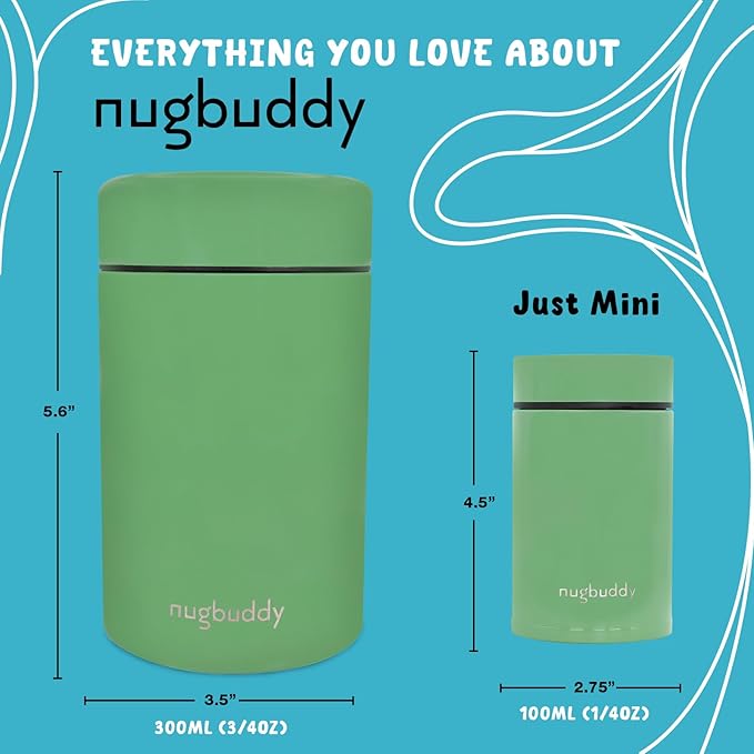 nugbuddy Mini Airtight Storage Container - Vacuum Sealed Insulated w Nested Glass Jar - UV Protection, Temperature Controlled Stainless - Whiteboard Finish w Marker Included - 100 ml (1/4 Oz)