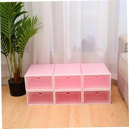 6pcs Thicken Shoe Boxes Storage Container Lids Stackable Shoe Racks for Home Office