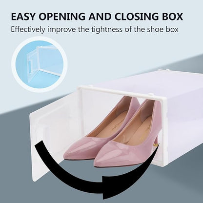Healifty Thickened Large Shoe Storage Box with Flip Lid, Heavy-duty Plastic Household Shoe Organizer Container for Boots and Sneakers, Multipurpose Stackable Closet Storage