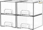 Yieach 4 Pack Clear Stackable Storage Drawers,4.4'' Tall Acrylic Drawer Containers for Organizing,Bathroom Organizers and Storage Bin Box,Plastic Makeup,Medicine Organizer Bins for Cabinet,Undersink