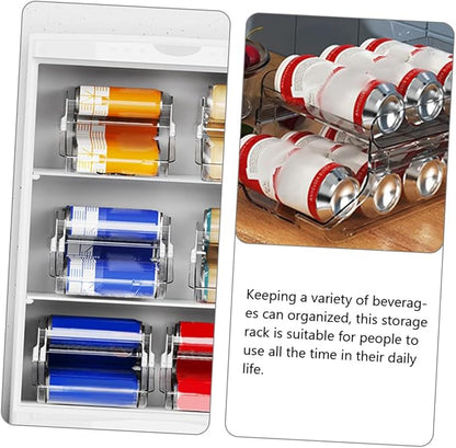VALICLUD Transparent Beverage Can Dispenser for Refrigerator Space-saving Fridge Soda Organizer with Automatic Rolling Large Capacity Storage Rack for Kitchen Pantry and Freezer