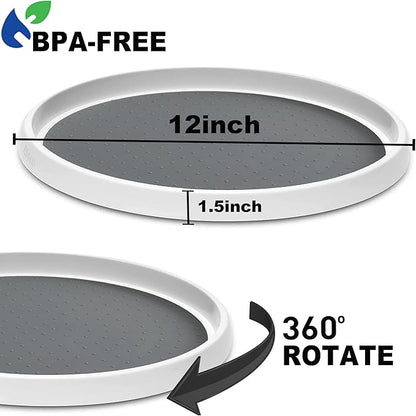 Set of 2, 12 Inch Non-Skid Lazy Susan Organizer, Pantry Lazy Susan Turntable for Cabinet, Kitchen Cabinet Organizer, Pantry Organization and Storage -Size- 12"x1.5"