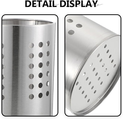 2PCS Stainless Steel Kitchen Utensil Holders for Countertop Spoon Holder Silverware , Chopsticks Holder Spoon and Fork Holder for Restaurant (12 X 12 X 18CM)