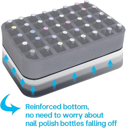 2 Pack Nail Polish Organizer Holder Foam Pad with Slots for Storage 80 Bottles (15ml/0.5fl.oz) Nail Polish or Essential Oil Tray for Drawers Black