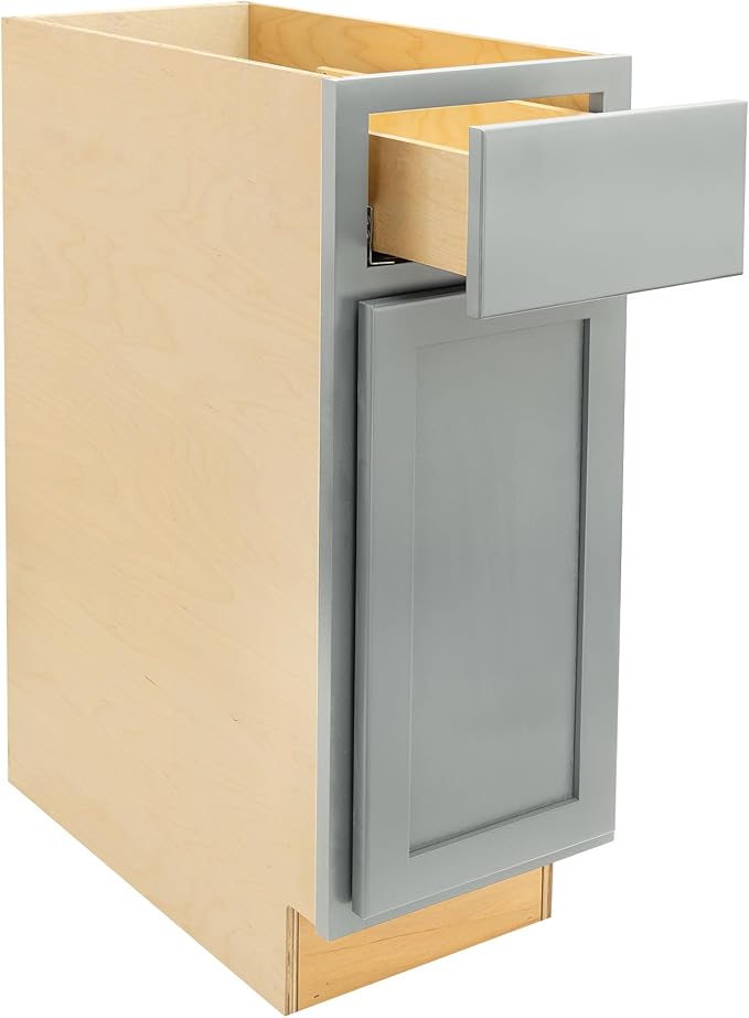 Quicklock RTA (Ready-to-Assemble) | Base Kitchen Cabinets - Shaker Style | Made in America (Magnetic Gray, 12" Wx34.5 Hx24 D Base)