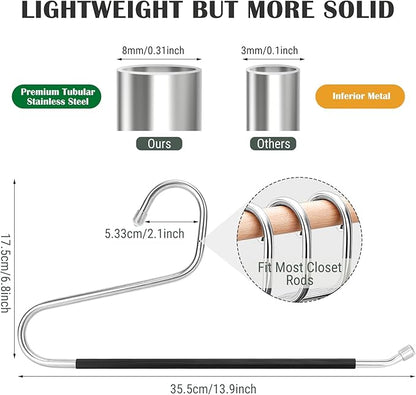 DOIOWN Open Ended Pants Jean Hangers - Stainless Steel Jeans Hangers 10 Pack 8 mm Thick, Versatile Non-Slip Hangers for Heavy Pants, Jeans, Trousers, Scarf, Space Saving Clothes Hangers for Women Men