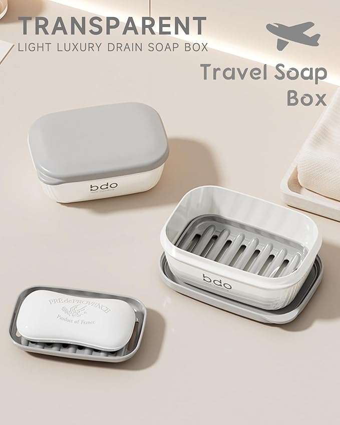 PEISAINOX Travel Soap Case, Leakproof Soap Container with Lid, Portable Bar Soap Holder for Traveling, Soap Dishe for Bathroom, Shower, Gym, School, Camping, Vacation, Outdoor,Travel Essentials