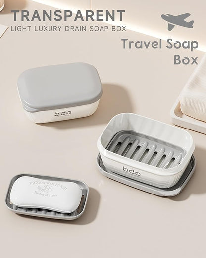 PEISAINOX Travel Soap Case, Leakproof Soap Container with Lid, Portable Bar Soap Holder for Traveling, Soap Dishe for Bathroom, Shower, Gym, School, Camping, Vacation, Outdoor,Travel Essentials