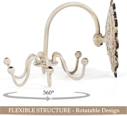 NIKKY HOME Wall Mounted Hooks Jewelry Organizer Rustic Hanging Vintage Decorative Shabby Chic Jewelry Storage Display Hanger for Necklace, Earrings, Rings, Belt, Hat, Gift for Women Girl Lady, white
