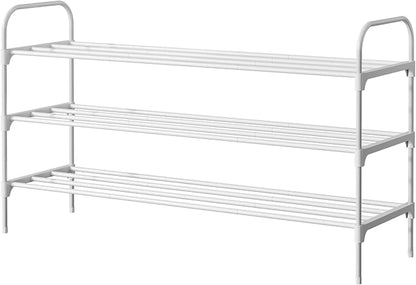 Kitsure Shoe Rack - 3-Tier Space-Saving Shoe Organizer & Shoe Shelf with Handle, Easy Assembly, Sturdy Metal Shoe Rack for Closet, Entryway, Bedroom, 28.0" x 11.8" x 25.6", White
