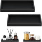 Luxspire Bathroom Vanity Tray - 2 Pack (7.9" x 4") Silicone Soap Dish for Kitchen Countertop, Bathroom Counter Tray for Soap Dispenser Perfume Jewelry Accessories, Matte Black