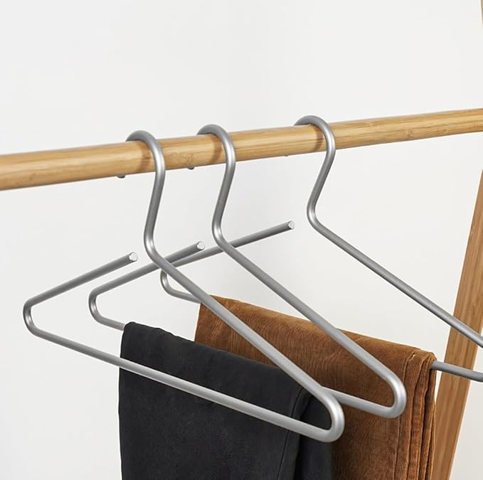 Premium Matte Silvery Aluminum Coat Hangers 10 Piece Set, 16.5” Extra Smooth & Durable Metal Shirt Dress Hanger,Aluminum Alloy Hanger,Clothing Support,Clothing Hang