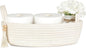 Mkono Small Storage Basket for Toilet Tank Top Boho Bathroom Decor Woven Rope Toilet Paper Tray Organizer for Shelf Bedroom Living Room, White, 1 Pack, 13" L x 6" W