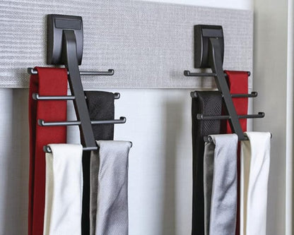 TAG Hardware Premium Space Saving Eight Tie Storage Hook Cleat Mount Organizer Rack for Home and Business (New Black)