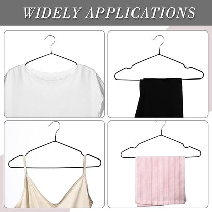 Wesiti 100 Pcs Metal Wire Non Slip Hangers for Clothes Space Saving Hanger Strong 15.7 in Triangle Clothes Coat Suit Bridal Boutique Dress for Closet Dorm Rack(Black)