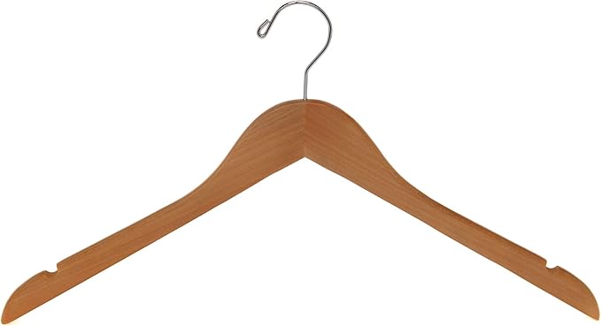 Quality Semi Curved Wooden Suit Hangers, 20-Pack Smooth Finish Solid Wood Coat Hanger with Swivel Hook, Jacket, Pant, Dress Clothes Hangers (Natural, 20)