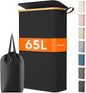Lifewit 65L Slim Laundry Hamper with Lid, Narrow Laundry Basket with Removable Bag & Bamboo Handles, Fodable Thin Dirty Clothes Hamper for Laundry Collapsible Bin for Bathroom Bedroom Dorm, Black