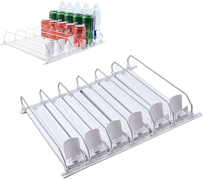 Automatic Drink Dispenser, Soda Can Dispenser for Refrigerator Drink Organizer for Fridge Pusher Glide, Width Adjustable 12oz 16oz 16.9oz 20oz Soda Can Organizer for Beverage (31cm)