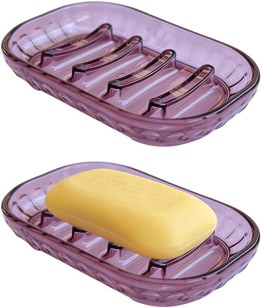 2-Pack Soap Dish Holder for Bar Soap, Bathroom Soap Dishes Soap Holder, Soap Saver Dry Stop Mushy Soap Tray for Shower Bathroom, Kitchen Sink,Pink