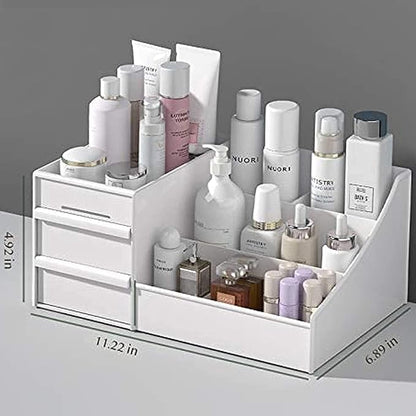 skin care organizer,Makeup Desk Organizer With Drawers,Countertop Organizer for Cosmetics,Vanity brush with Holder for Lipstick, Brushes, Eyeshadow, and Desktop Finishing Dresser
