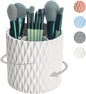 Makeup Brush Holder Organizer-360° Rotating Makeup Brush Storage,Pencil Pen Holder Cup,Desk Accessories,5 Slot Make up Brushes Cup, for Vanity Desktop Bathroom Countertop (White)