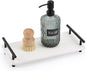Segbeauty 12x6 Sink Caddy, Large Bathroom Tray Stone Drying Mat with Handle, Fast Drying Diatomaceous Earth Vanity Tray, Water Absorbent Countertop Organizer Bathroom Soap Holder Sink Organizer White