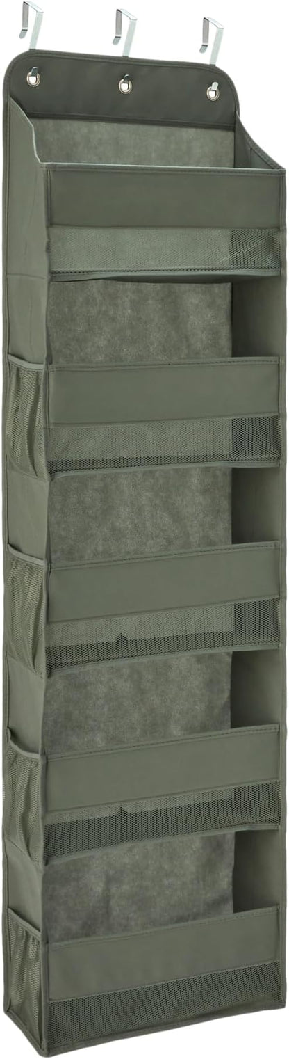 Amazon Basics 5 Tier Over the Door Hanging Shoe Organizer, Large Capacity, Space Saving, 6.4 x 54.5 x 14.9 in, Dark Grey