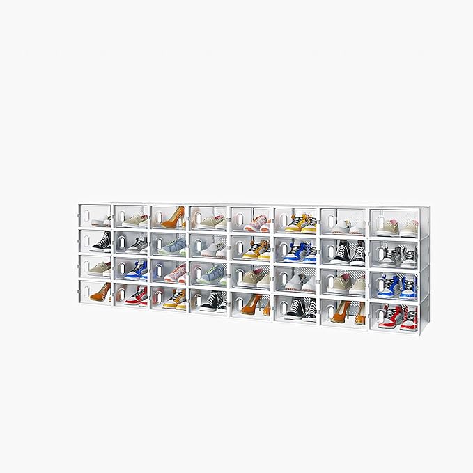 White, Small Size, 32PCS, 33 * 23 * 14cm, Shoe Box, Plastic Mesh, Freely Combinable