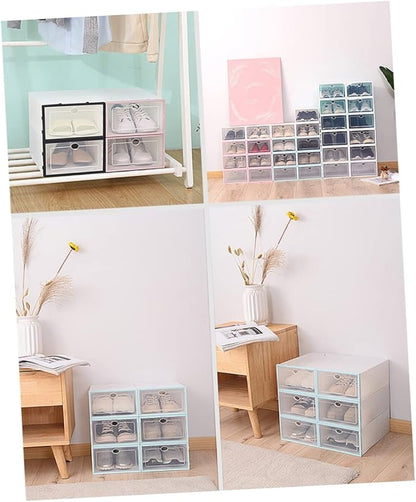 6 Pack Thickened Shoes Storage Boxes Plastic Shoe Containers Home Organization Essential