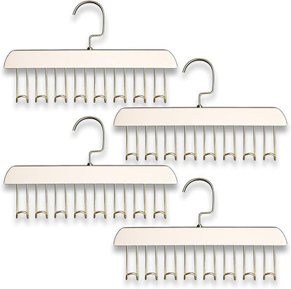 Belt Hanger 4Pcs Belt Hanger with 32 Hooks Bra Hangers for Closet,Space-Saving Wooden Closet Hanger Organizer for Ties, Scarves, Bras,Tank, Tops (White)