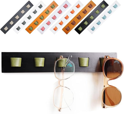ACOCOFE Sunglass Organizer Glasses Holder,Wood Eyeglass Storage Holder,Sunglasses Rack Eyewear Display((Black-green)