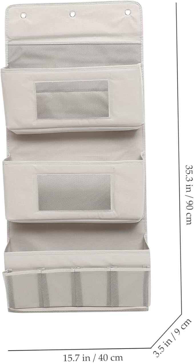 CHILDWEET Door Storage Organizer 3-Tier Hanging Storage Pouch 40x90cm Grey Fabric No Drill Foldable for Boys and Girls Room Dormitory or Home Use