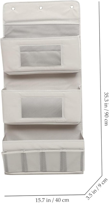 CHILDWEET Door Storage Organizer 3-Tier Hanging Storage Pouch 40x90cm Grey Fabric No Drill Foldable for Boys and Girls Room Dormitory or Home Use