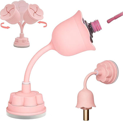 Nail Polish Bottle Holder Stand, 360° Rotating Silicone Nail Polish Case Organizer with Strong Adhesion Base, Rose-Shaped Anti-Spill Rack for Nail Art DIY (Pink)