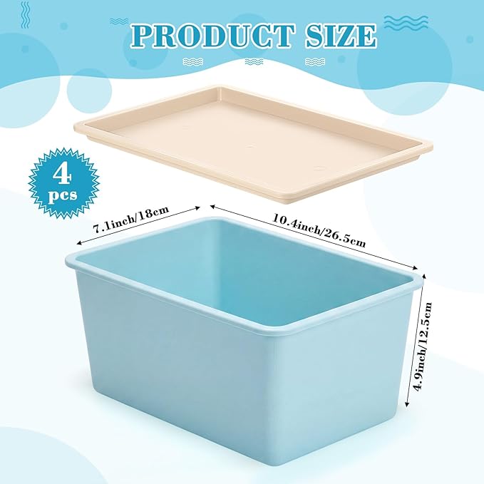 Menkxi 4 Pcs Storage Bins with Lids Plastic Stackable Containers for Organizing Shelves Christmas Ornament Box Baskets(Red, Green, Yellow, Blue,Small)