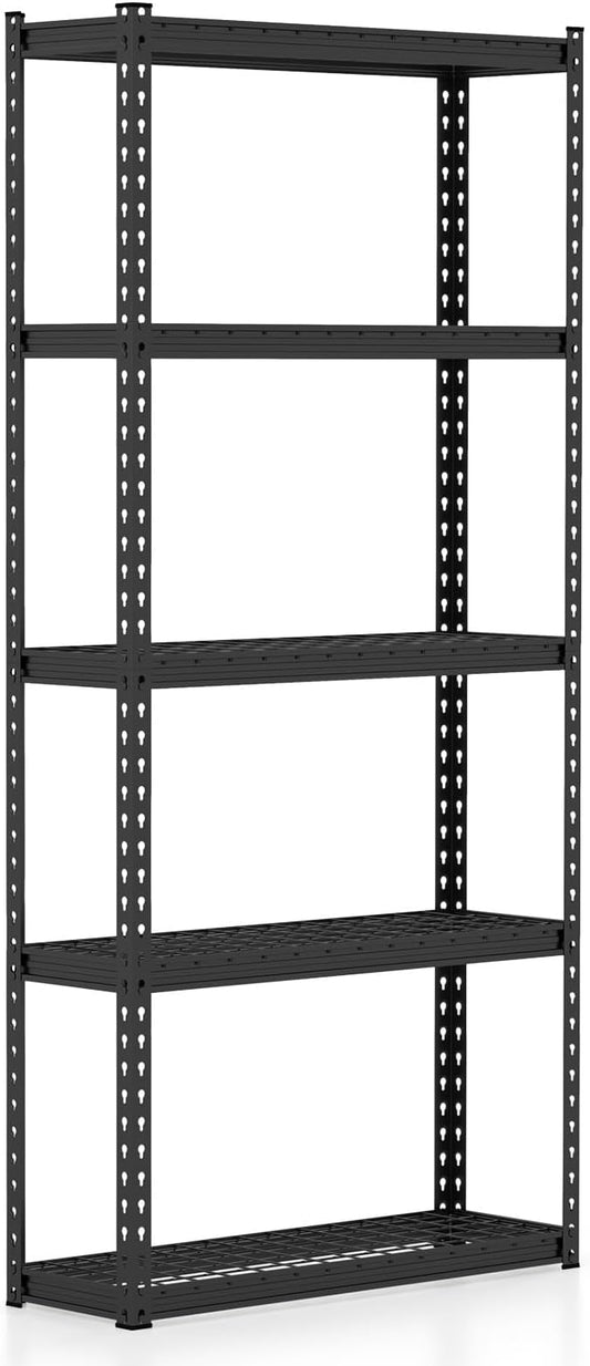 Goplus 5-Tier Metal Shelving Unit, Heavy Duty Wire Storage Rack with Anti-Slip Foot Pads, Height Adjustable Shelves for Warehouse, Kitchen, Living Room, Garage, 12" D x 35.5" W x 72" H