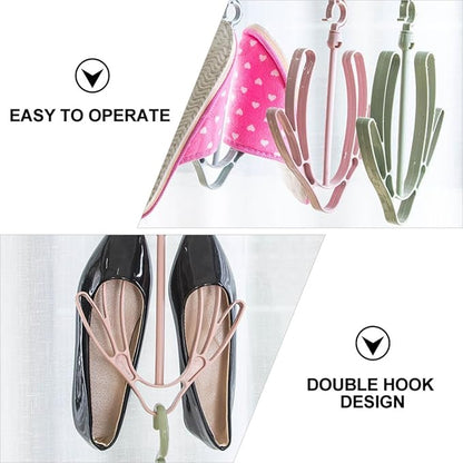 3Pcs Shoe Drying Rack Hooks Plastic Shoes Organizer Hanging Slipper Drying Racks for Home Balcony Storage Random Color Random Color