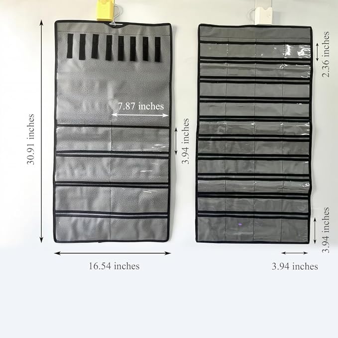 Double-Sided Hanging Jewelry Organizer with 48 Pockets and 8 Hooks – Versatile Accessories Holder for Earrings, Necklaces, Rings, Glasses