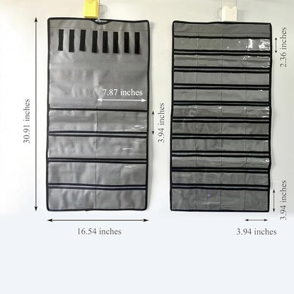 Double-Sided Hanging Jewelry Organizer with 48 Pockets and 8 Hooks – Versatile Accessories Holder for Earrings, Necklaces, Rings, Glasses