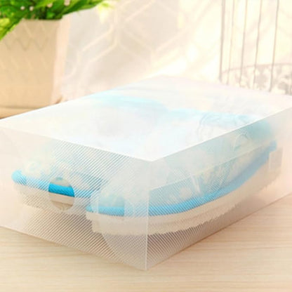 Gadpiparty 6pcs Large Dustproof Shoe Boxes 33x20x12cm White Plastic Shoe Storage Containers with Flip-top Lid for Home Closet Organization