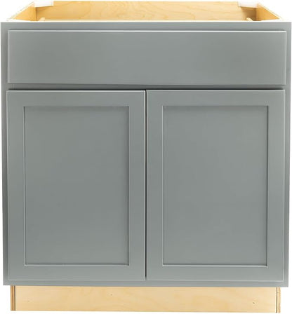 Quicklock RTA (Ready-to-Assemble) | Base Kitchen Cabinets - Shaker Style | Made in America (Magnetic Gray, 30" Wx34.5 Hx24 D Base)