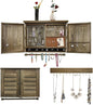 Rustic Wall Mounted Jewelry Organizer,Vintage Wooden Hanging Jewelry Holder Box with Barndoor Decor for Necklaces, Earings, Bracelets, Rings, Accessories. Includes Hook Organizer