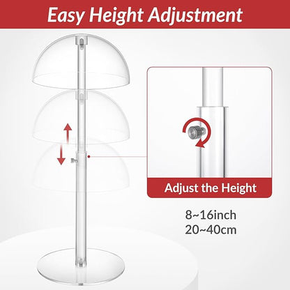 JUESHA 2 Pack Clear Acrylic Hat Display Stand Height Adjustable, Countertop Hat Holder for Baseball Caps Cowboy, Wig Head Counter Stand for Closet (PATENT PENDING)