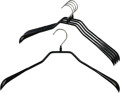 Mawa by Reston Lloyd BodyForm Series Non-Slip Space-Saving Extra Wide Clothes Hanger For Jackets, Suits & Coats, Style 46/L, Set of 5, Black